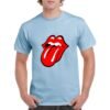 Camiseta unisex de color azul celeste personalizada con el icónico logo de los ROLLING STONES