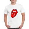 Camiseta unisex de color blanco personalizada con el icónico logo de los ROLLING STONES