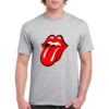 Camiseta unisex de color gris personalizada con el icónico logo de los ROLLING STONES