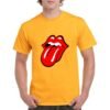 Camiseta unisex de color naranja personalizada con el icónico logo de los ROLLING STONES