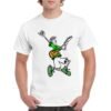 Camiseta de algodón de color blanco personalizada con el iconico fido dido de 7up tocando la guitarra