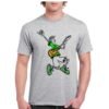 Camiseta de algodón de color gris personalizada con el iconico fido dido de 7up tocando la guitarra