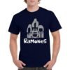 Camiseta de algodón azul marino personalizada con caricatura de los miembros del grupo de punk-rock THE RAMONES