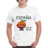 Camiseta de algodón de color blanco personalizada con la historica mascota NARANJITO del mundial de futbol de 1982 de España
