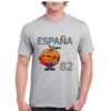 Camiseta de algodón de color gris personalizada con la historica mascota NARANJITO del mundial de futbol de 1982 de España