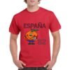 Camiseta de algodón de color rojo personalizada con la historica mascota NARANJITO del mundial de futbol de 1982 de España