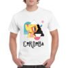 Camiseta de algodón de color blanco personalizada con una ilustracion cubista haciendo referencia a la ciudad de Córdoba