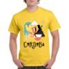 Camiseta de algodón de color amarillo personalizada con una ilustracion cubista haciendo referencia a la ciudad de Córdoba