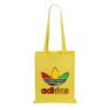 Tote bag color amarillo personalizado con el logotipo ADIDAS multicolor. Diseño moderno y atractivo.