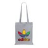 Tote bag color gris personalizado con el logotipo ADIDAS multicolor. Diseño moderno y atractivo.