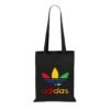 Tote bag color negro personalizado con el logotipo ADIDAS multicolor. Diseño moderno y atractivo.