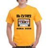 Camiseta color naranja personalizada con la imagen de una casette, el nombre del ULTIMO DE LA FILA y GIRA 2026