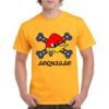 Camiseta unisex de color naranja personalizada con el logo del famoso musico LOQUILLO con la imagen del conocido pájaro loco