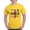 Camiseta de color amarillo con el escudo del F.C. Barcelona e indicando Since 1899 con un diseño super moderno