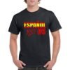 Camiseta de algodon de color negro personalizada con la frase ESPAÑOL 100% ORIGINAL con los colores rojo y gualda de la bandera española