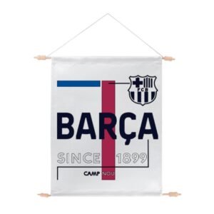 Poster de tela de 50x37 cms de color blanco personalizado con un diseño vanguardista del fc barcelona