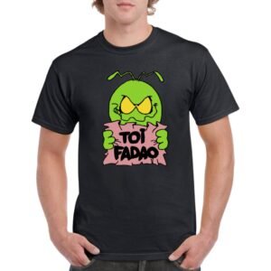 Camiseta algodon de color negro personalizada con el famoso personaje de los 80/90's BOLLY y su frase de TOI FADAO.