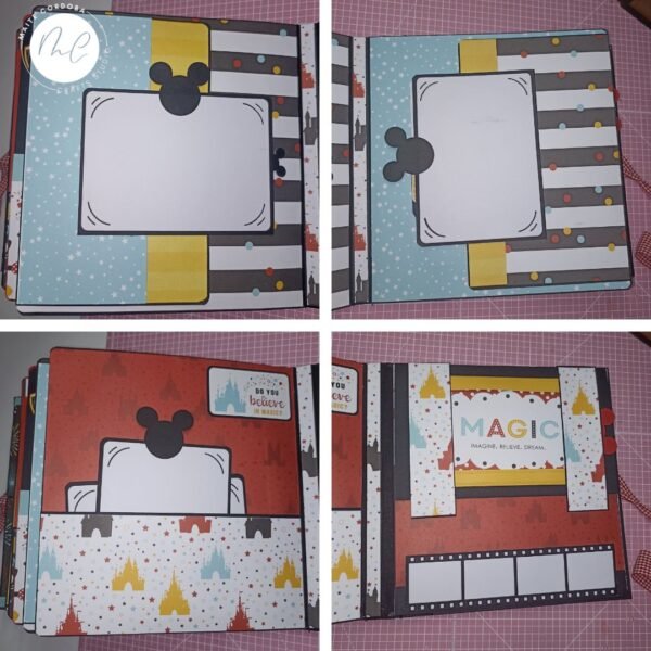Paginas interiores de Album de scrapbooking diseñado con la temática Disney