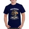 Camiseta de algodón de color azul marino personalizada con la famosa águila de la archi conocida marca motera HARLEY DAVIDSON