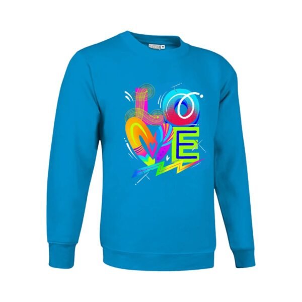 Sudadera clásica de color azul tropical personalizada con la palabra LOVE con un diseño super atractivo y colorido