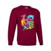 Sudadera clásica de color granate personalizada con la palabra LOVE con un diseño super atractivo y colorido