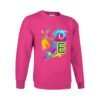 Sudadera clásica de color fucsia personalizada con la palabra LOVE con un diseño super atractivo y colorido