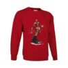 Sudadera clásica de color rojo personalizada con una ilustración del grandisimo MICHAEL JORDAN con sus famosas zapatillas NIKE Air Jordan