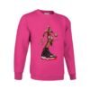 Sudadera clásica de color fucsia personalizada con una ilustración del grandisimo MICHAEL JORDAN con sus famosas zapatillas NIKE Air Jordan