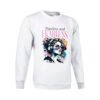 Sudadera clásica de color blanco personalizada con una ilustracion grafica de una chica con unos auriculares y la frase "flawless and fearless" IMPECABLE Y VALIENTE