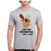 Camiseta unisex gris con ilustración del Capitán Cavernícola, un personaje animado con gran barba, garrote rojo y gesto entusiasta, acompañada del texto 'Capitán Cavernicola – Unga… Bunga!' en la parte frontal.