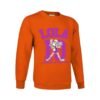 Sudadera naranja para mujer con diseño Lola Bunny Fitness en tonos morados, con el texto “Stronger Than Yesterday”. Sudadera personalizable con nombre, confeccionada en mezcla de poliéster y algodón, ideal para regalar o lucir un estilo deportivo y divertido.