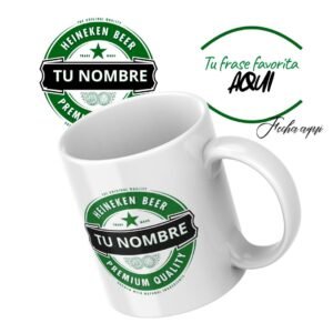 Taza cerámica 11 onzas "HEINNEKEN + tu nombre"