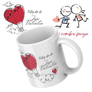 Taza cerámica 11 onzas "Dia de SAN VALENTIN en globo"