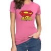 Camiseta mujer rosa Super Mamá personalizada con logo estilo superhéroe, regalo original para el Día de la Madre