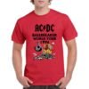 Camiseta AC/DC Ballbreaker World Tour 1996 unisex roja con diseño rock clásico y estampado frontal