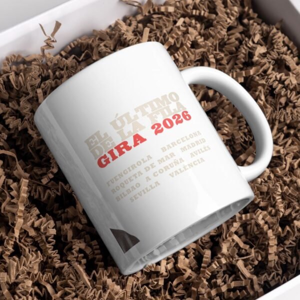 Compra la taza de El Último de la Fila Gira 2026. Diseño exclusivo, ideal para fans de la música española. Envíos a toda España.