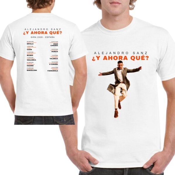 Camiseta blanca Alejandro Sanz merchandising gira 2026