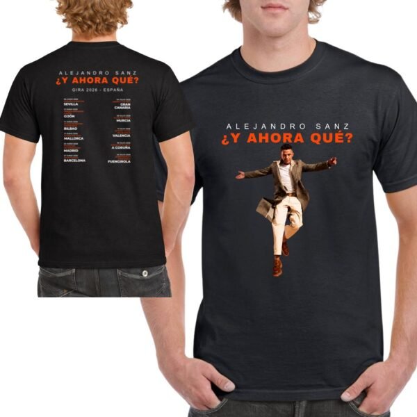 Camiseta negra Alejandro Sanz ¿Y Ahora Qué? diseño exclusivo