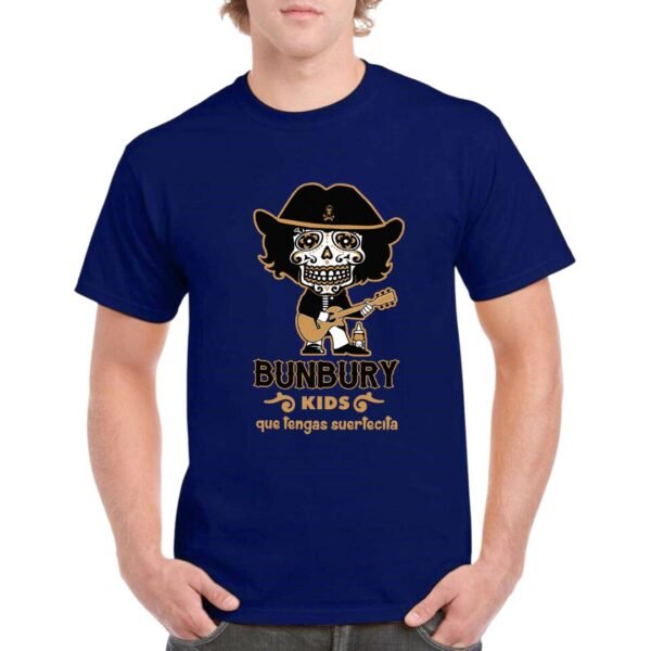 Camiseta Bunbury Kids azul marino con diseño rockero