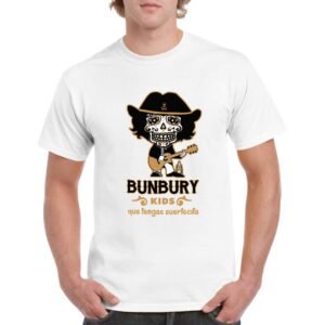 Camiseta Bunbury Kids blanca con diseño rockero