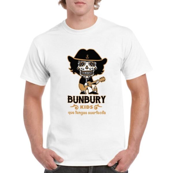 Camiseta Bunbury Kids blanca con diseño rockero