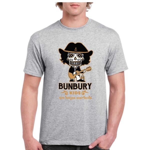 Camiseta Bunbury Kids gris con diseño rockero