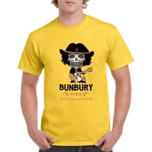 Camiseta Bunbury Kids mostaza con diseño rockero