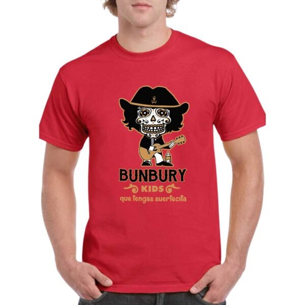 Camiseta Bunbury Kids roja con diseño rockero