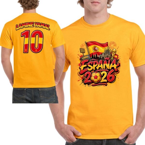 Camiseta fútbol España 2026 naranja personalizada