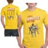 Camiseta Hombres G Gira 2026 color amarillo con diseño frontal y trasero estilo retro musical