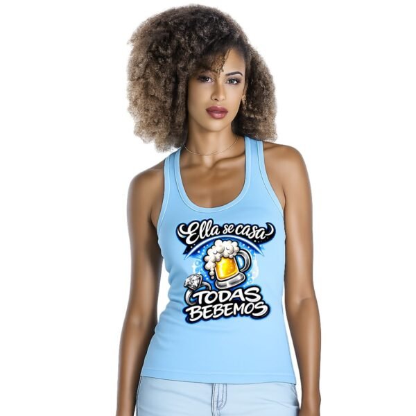 Camiseta despedida de soltera Ella se Casa Todas Bebemos color azul celeste para amigas