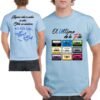 Camiseta El Último de la Fila con discografía completa en casetes retro para unisex, color celeste.