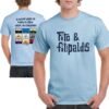 Camiseta azul celeste de Fito & Fitipaldis con estampado delantero y discografía trasera