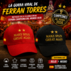 Gorra Make Spain Great Again inspirada en Ferran Torres durante la celebración de España Campeona del Mundo 2026, disponible en rojo y negro.